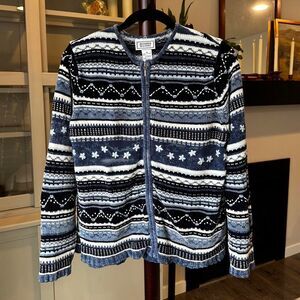 Vintage 90s-Y2K striped zip up cardigan